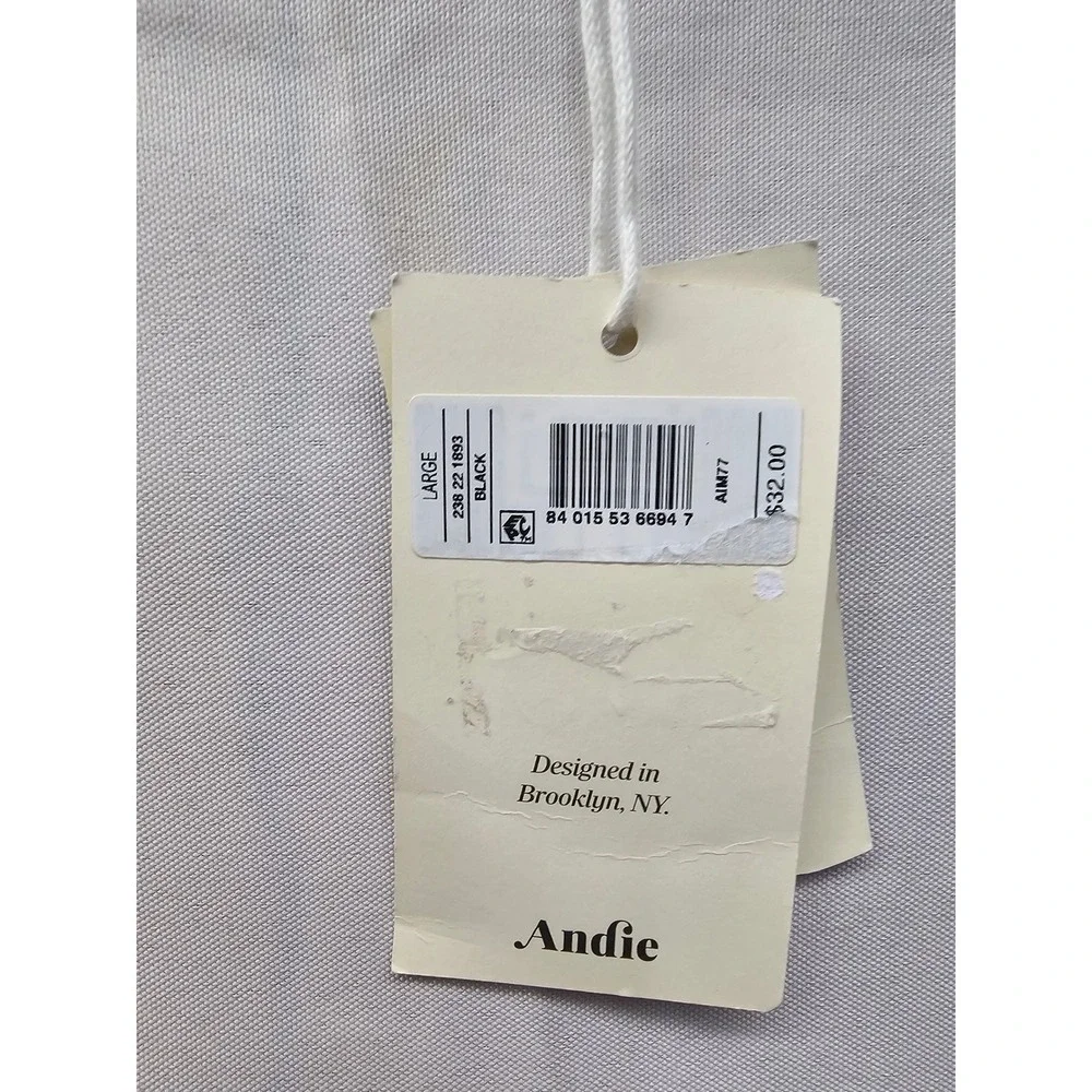 Andie Womens V-Neck Bikini Top Black Nylon Blend Size Large